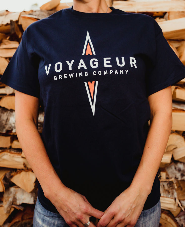 Navy Tee w/ orange logo coordinates on back