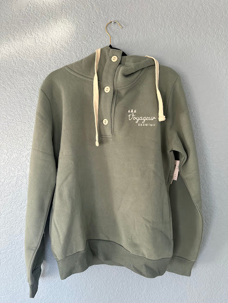 Ladies Button Hoodie - Moss