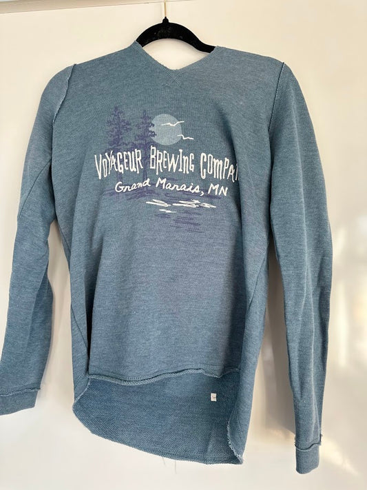 Women's Raw Edge Hoodie - Blue